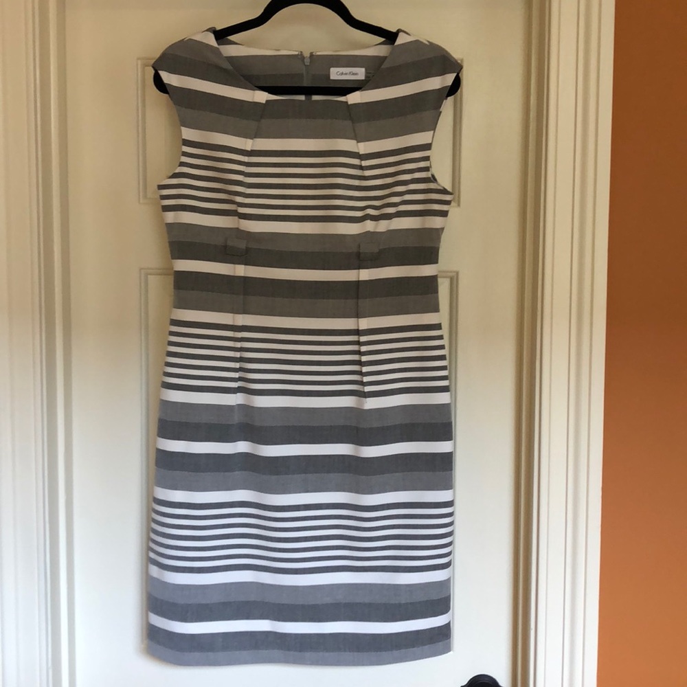 Calvin Klein Striped Sleeveless Sheath Dress